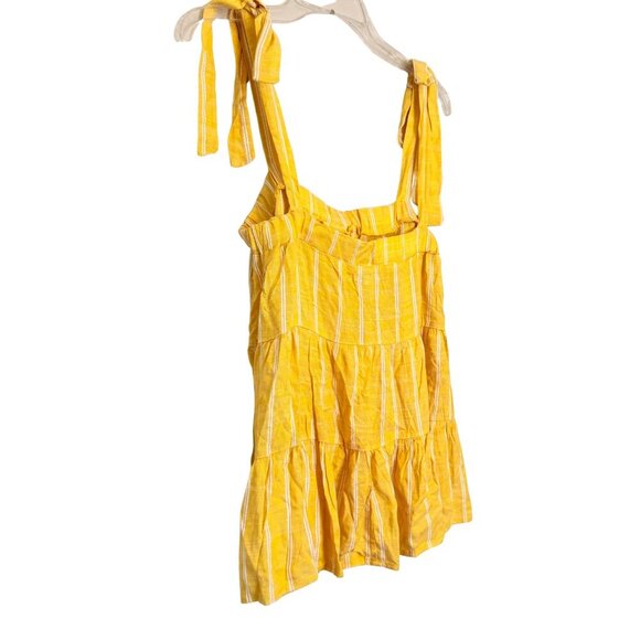 True Craft Junior’s Tiered Tie Shoulder Yellow Striped Top - Size Medium - Picture 8 of 9